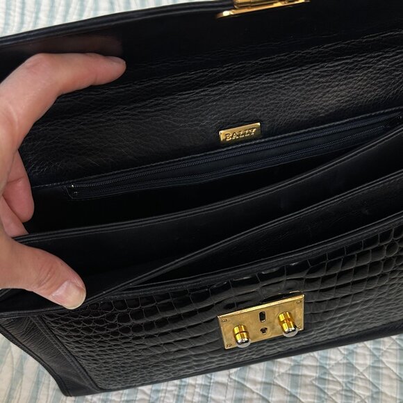 Bally Black Alligator Shoulder Bag with Wallet - Picture 11 of 16